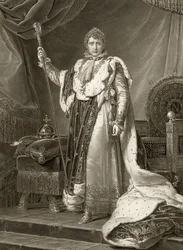 Napoleon I., Kaiser von Frankreich, im Krönungsornat, gestochen von Auguste Desnoyers (1779-1857)